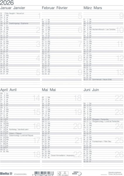 Biella wandkalender 2026 875406000026u 6m/1s weiss de/fr 21x29.7cm - Biella-875406000026u-7611365527502