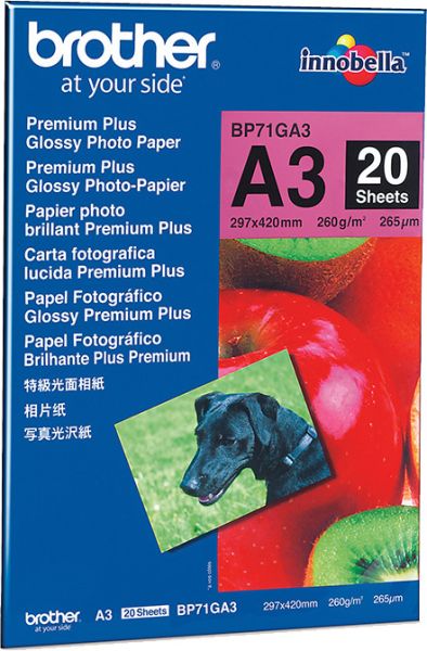 Brother photo paper glossy 260g a3 bp71-ga3 mfc-6490cw 20 blatt - Brother-bp71-ga3-4977766658409