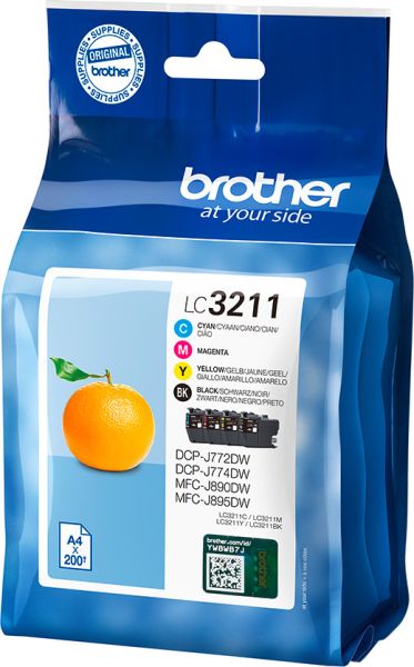 Brother valuepack tinte cmybk lc-3211val dcp-j774dww 200 seiten - Brother-lc-3211val-4977766780148