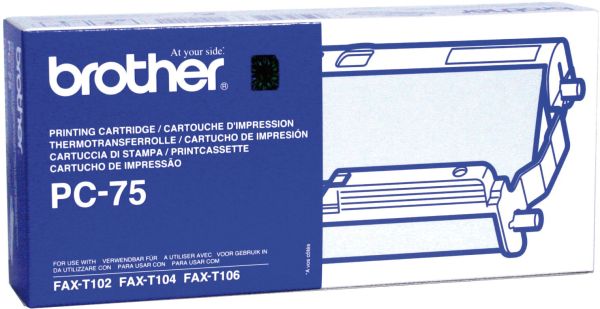 Brother druckkassette m. filmrolle pc-75 fax t102/104/106 140 seiten - Brother-pc-75-4977766630702
