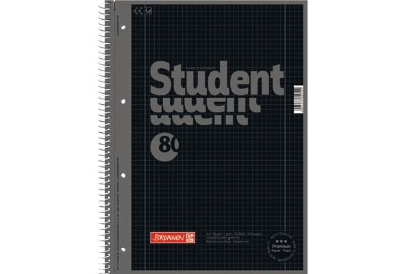 Brunnen collegeblock a4 1067928190 5mm kariert, 90g, onyx 80bl. - Brunnen-1067928190-4003273629509