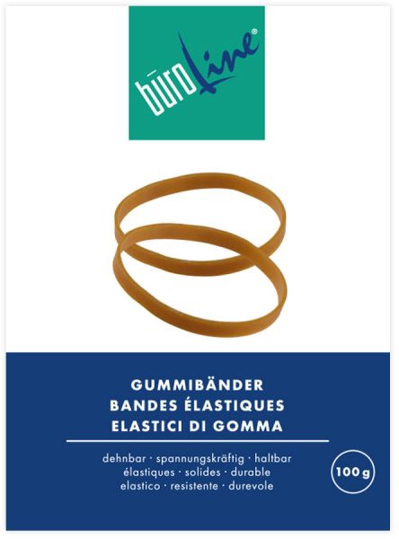BÜroline gummibänder 50x1,3mm 155214 braun, ø 30mm 100g - Bueroline-155214-7612532016393