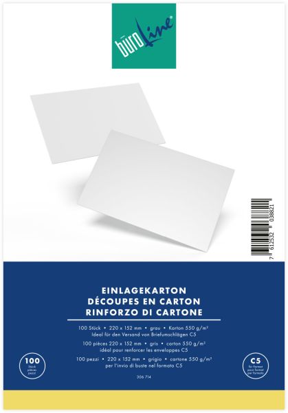 BÜroline einlagekarton für c5 306714 550g, grau 100 stück - Bueroline-306714-7612532038821