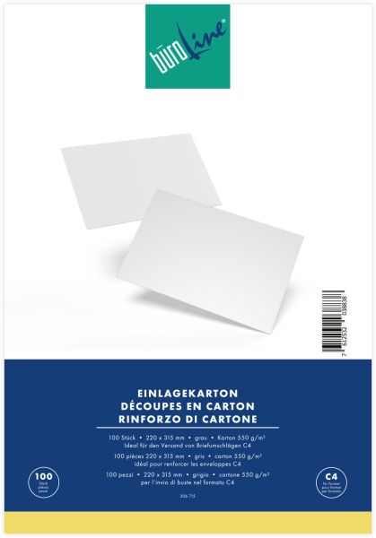 BÜroline einlagekarton für c4 306715 550g, grau 100 stück - Bueroline-306715-7612532038838