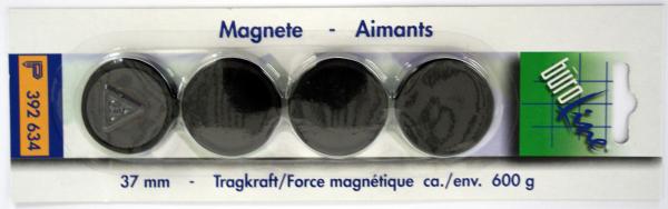 BÜroline magnet 37 mm 392634 schwarz 4 stück - Bueroline-392634-7612532015266