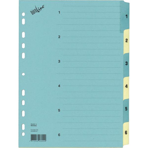 BÜroline kartonregister a4 40544 blau/beige 1-6 - Bueroline-40544-7613058038999