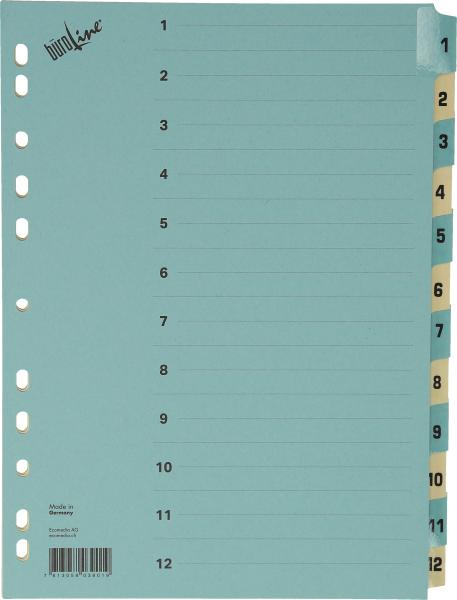 BÜroline kartonregister a4 40550 blau/beige 1-12 - Bueroline-40550-7613058039019