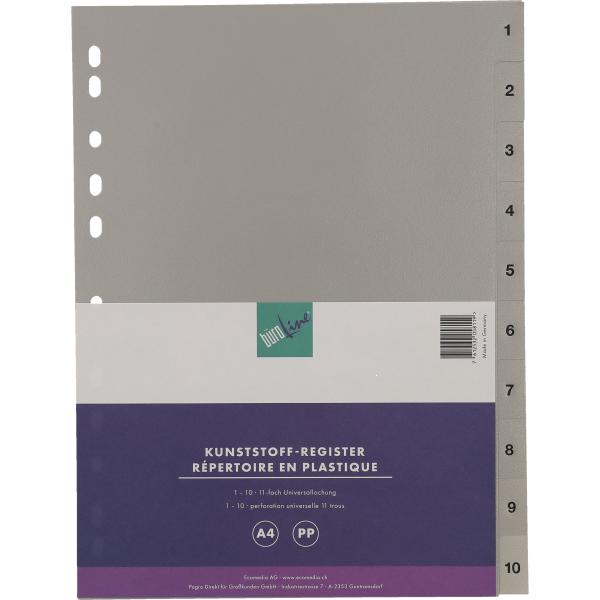 BÜroline register pp a4 40936 grau 1-10 - Bueroline-40936-7612532058119