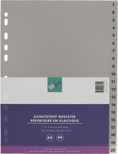 BÜroline register pp a4 40942 grau 1-20 - Bueroline-40942-7612532058140