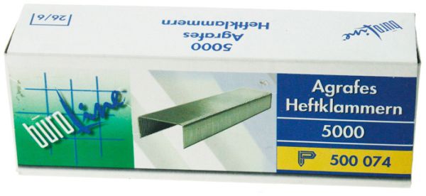BÜroline heftklammern 26/6mm 500074 5000 stück - Bueroline-500074-7612532012876