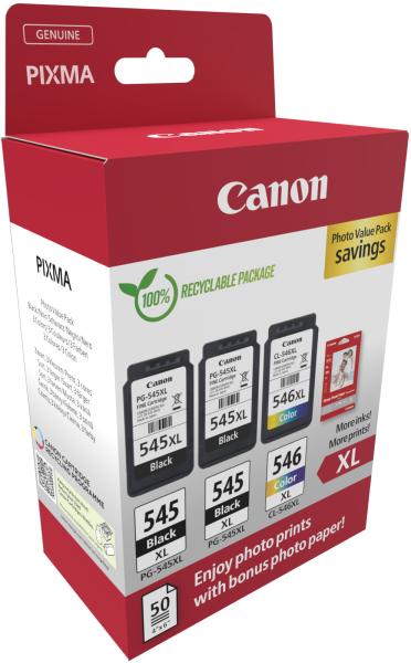 Canon photo valuepack xl schw/color pgcl545/6 pixma ip2850 2xbkxl & 1xcmyxl - Canon-pgcl545-6-8714574680040-1.jpg