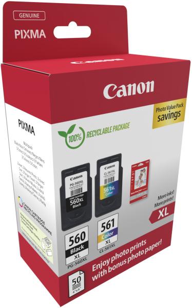 Canon photo value pack xl cmybk pgcl560/1 pixma ts5350 gp-501 50bl. - Canon-pgcl560-1-8714574679402-02.jpg