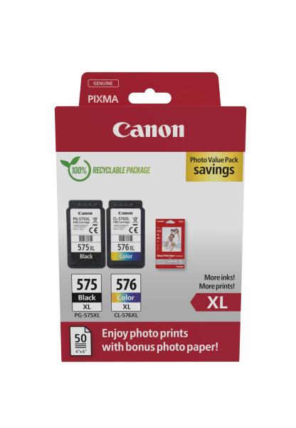 Canon photo value pack xl bkcmy pgcl575/6 pixma tr4750i gp-501 50bl. - Canon-pgcl575-6-8714574679679