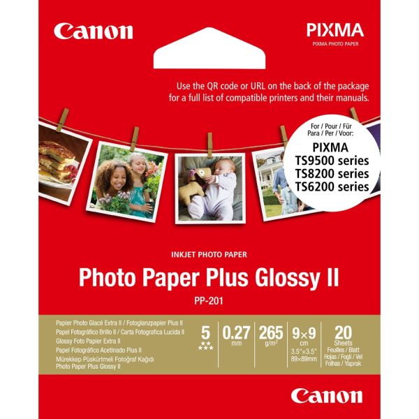 Canon photo paper plus 265g 9x9cm pp201 9x9 inkjet glossy ii 20 blatt - Canon-pp201-9x9-4549292136135