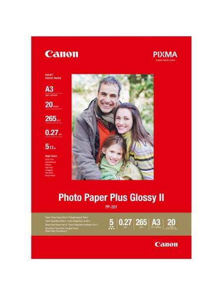 Canon photo paper plus 265g a3 pp201a3 inkjet glossy ii 20 blatt - Canon-pp201a3-4960999537283