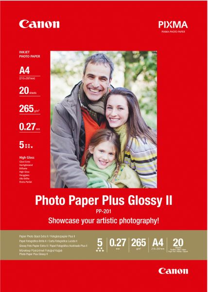 Canon photo paper plus 265g a4 pp201a4 inkjet glossy ii 20 blatt - Canon-pp201a4-4960999537269