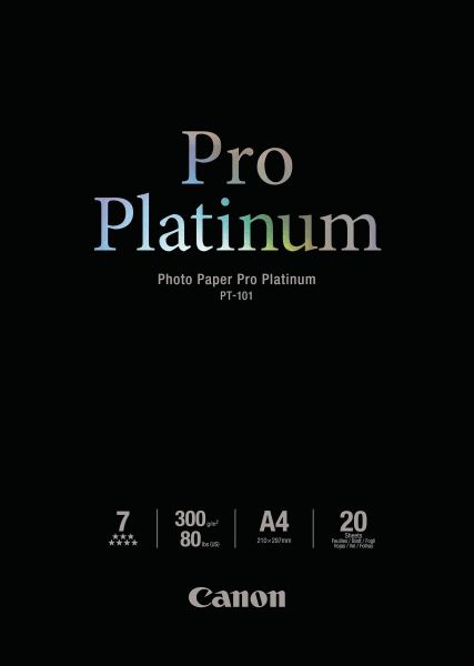 Canon pro platinum photo paper a4 pt101a4 inkjet glossy 300g 20 blatt - Canon-pt101a4-4960999575285