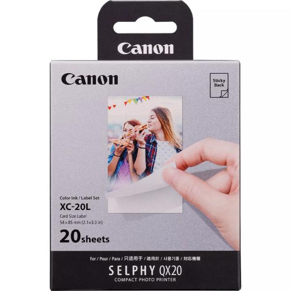 Canon farbtinte/kleberset 54x85mm xc-20l selphy qx20 20 blatt - Canon-xc-20l-4549292238488