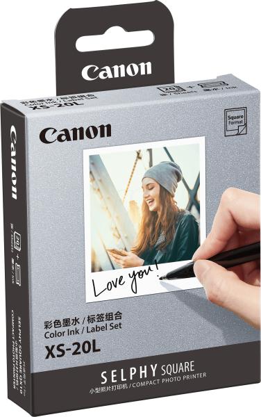Canon farbtinte/kleberset 7,2x8,5cm xs-20l selphy square qx10 2x10 blatt - Canon-xs-20l-4549292158212-02.jpg