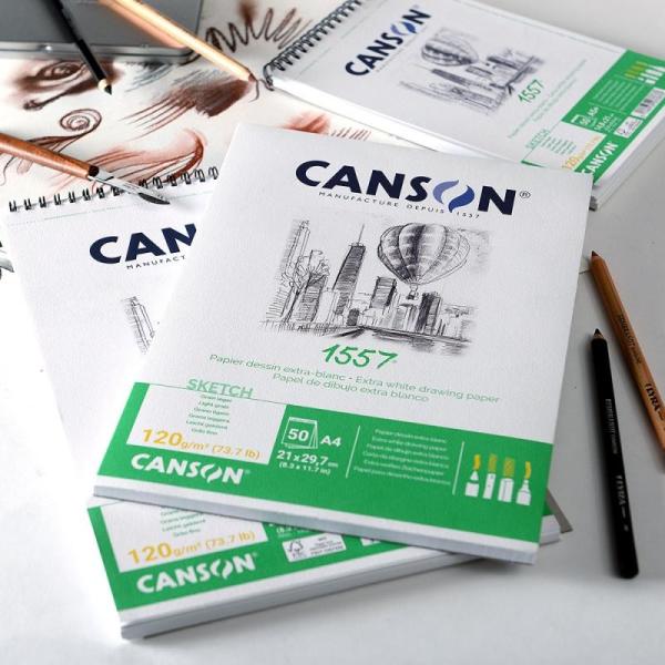 Canson skizzenblock 1557 a2 204127410 50 blatt, geleimt, 120g - Canson-204127410-3148951274105-02.jpg
