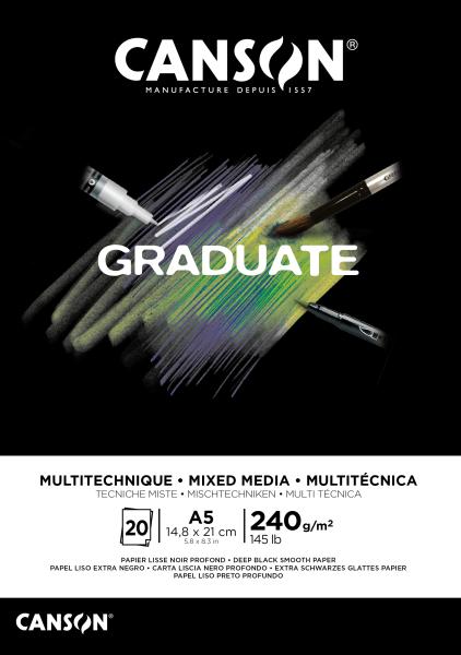 Canson graduate mixed media a5 31250p019 20 blatt, schwarz, 240g - Canson-31250p019-3148950060402