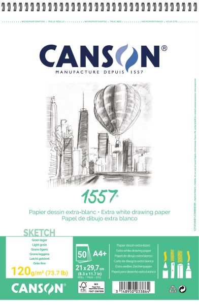 Canson skizzenpapier a4 31412a001 120g, weiss 50 blatt - Canson-31412a001-3148950033864