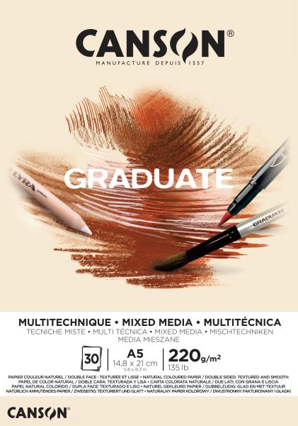 Canson graduate mixed media a5 400110367 20 blatt, beige, 220g - Canson-400110367-3148950009364