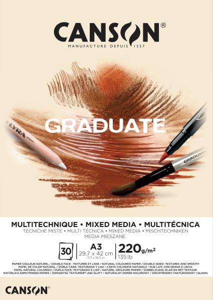 Canson graduate mixed media a3 400110369 20 blatt, beige, 220g - Canson-400110369-3148950021090