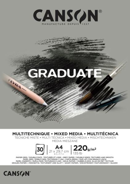 Canson graduate mixed media a4 400110371 20 blatt, grau, 220g - Canson-400110371-3148950021113