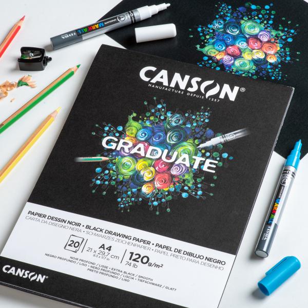 Canson graduate zeichenpapier a4 400110386 20 blatt, schwarz, 120g - Canson-400110386-3148950021311-02.jpg