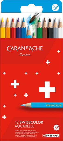Caran d'ache farbstifte swisscolor 1285.812 assortiert 12 stück - Caran-dache-1285812-7630002343268