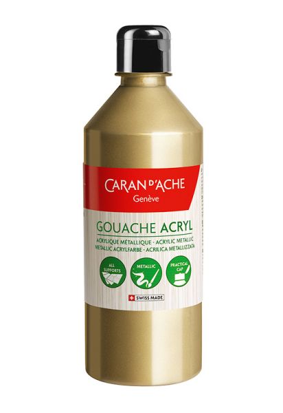 Caran d'ache deckfarbe gouache 500ml 2372.999 gold flüssig - Caran-dache-2372999-7630002337496