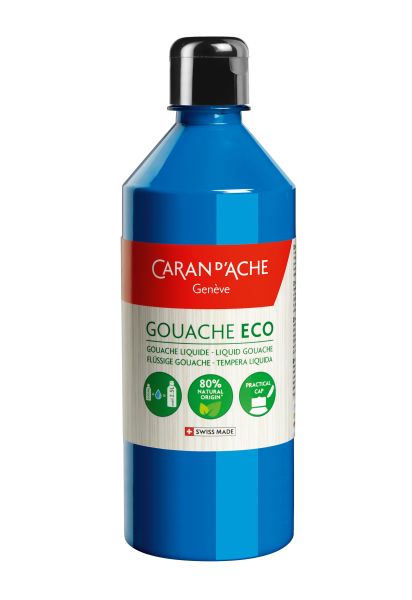 Caran d'ache deckfarbe gouache eco 500ml 2373.170 cyan flüssig - Caran-dache-2373170-7630002334860
