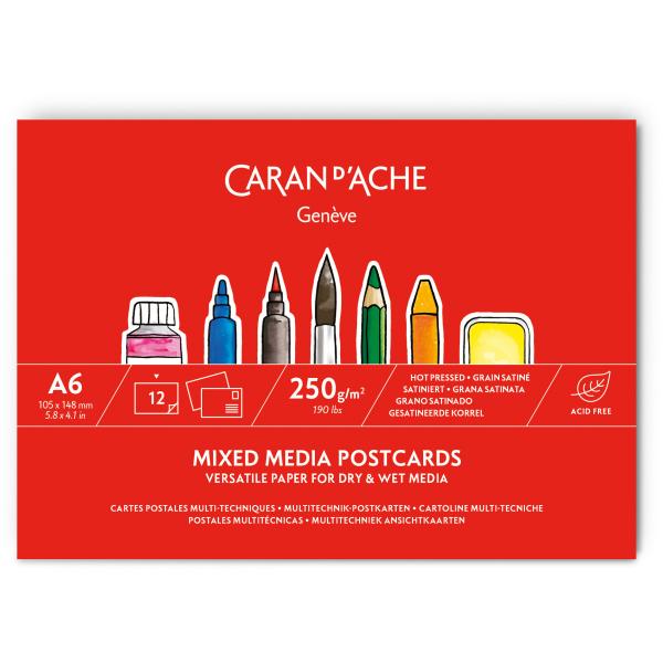 Caran d'ache postkartenblock a6 454.112 12 blatt 250g/m2 - Caran-dache-454112-7630002349550