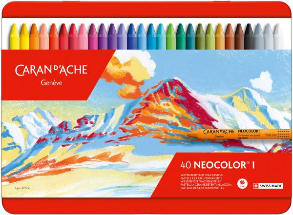 Caran d'ache wachsmalkreide neocolor 1 7000.340 40 farben ass. metallbox - Caran-dache-7000340-7610186037542
