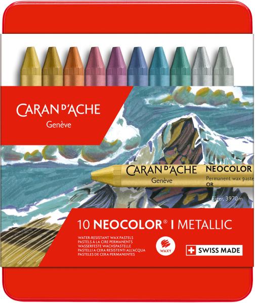 Caran d'ache wachsmalkreide neocolor 1 7004.310 10 farben metallbox - Caran-dache-7004310-7610186239120