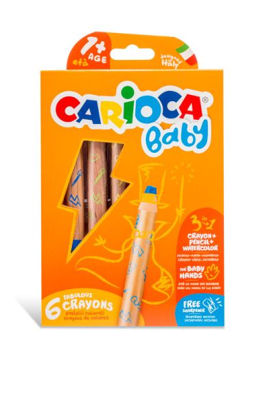 Carioca wachsmalkreidee baby 3 in 1 3493 ass. 6 stück - Carioca-3493-7640156450460