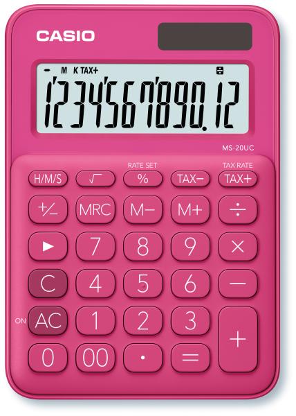 Casio mini taschenrechner ms-20uc-rd-s 12-stellig rot - Casio-ms-20uc-rd-s-4549526700019