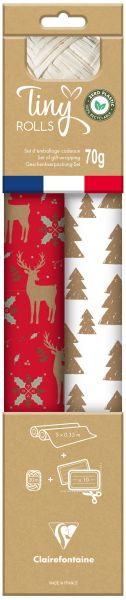 Clairefontaine tiny rolls set rot/weiss 223887c 5x0.35m inkl. band - Clairefontaine-223887c-3329682238875