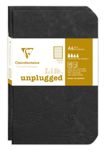 Clairefontaine agebag set 2 hefte 9x14cm 734171c liniert schwarz 48 bl - Clairefontaine-734171c-3329687341716
