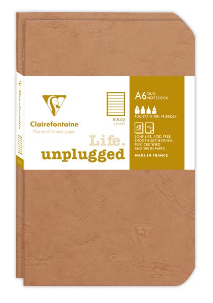 Clairefontaine agebag set 2 hefte 9x14cm 734176c liniert braun 48 bl - Clairefontaine-734176c-3329687341761