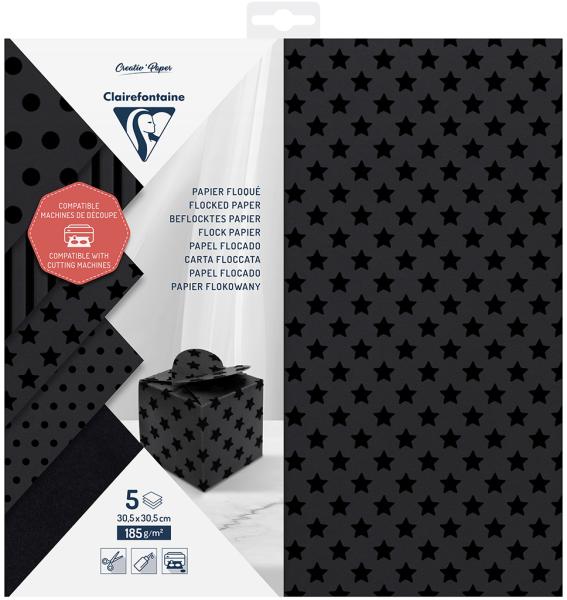 Clairefontaine schneidepapier 30.5x30.5cm 95734c beflockt, 185g 5 blatt - Clairefontaine-95734c-3329680957341