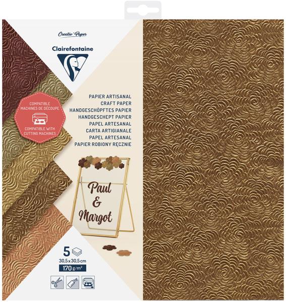Clairefontaine schneidepapier 30.5x30.5cm 95738c handgeschöpft, 170g 5 blatt - Clairefontaine-95738c-3329680957389