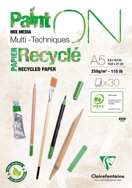 Clairefontaine paint'on block a5 975740c weiss,receycling 30 blatt - Clairefontaine-975740c-3329689757409
