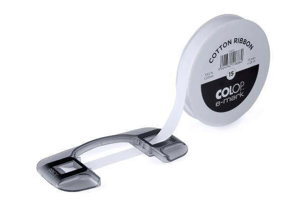 Colop baumwollband 15mmx25m 154921 für e-mark, weiss - Colop-154921-9004362518884-02.jpg