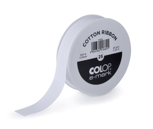 Colop baumwollband 25mmx25m 154922 für e-mark, weiss - Colop-154922-9004362518891