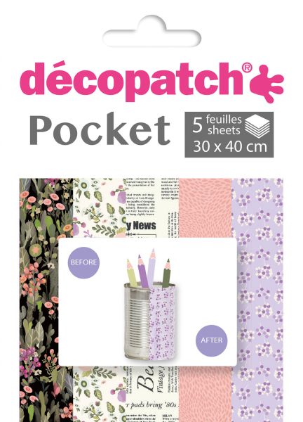 Decopatch papier pocket nr. 16 dp016o 5 blatt à 30x40cm - Decopatch-dp016o-3609510240165