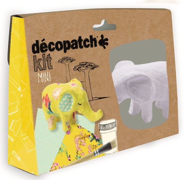 Decopatch bastelset elefant kit029c bogen, tier, pinsel, lack - Decopatch-kit029c-3609510350437
