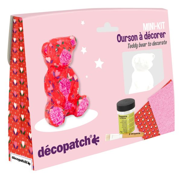 Decopatch bastelset teddybär kit037c bogen, tier, pinsel, lack - Decopatch-kit037c-3609510350512