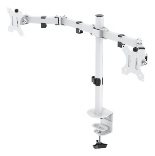 Deltaco dual monitor desk arm gam-040-w 13-32 inch screens white - Deltaco-gam-040-w-7333048056542